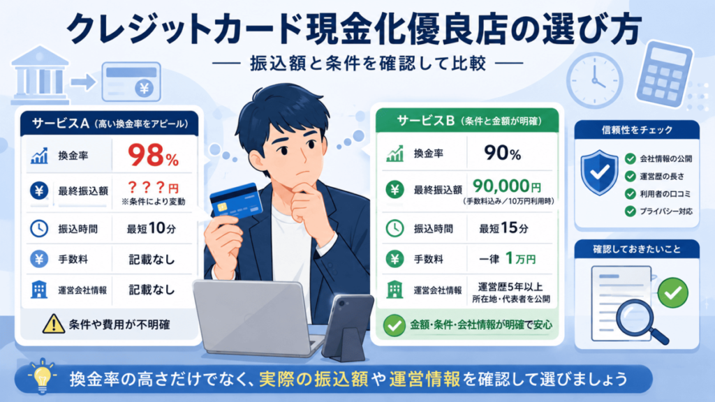 クレジットカード現金化優良店の選び方と注意点を解説
